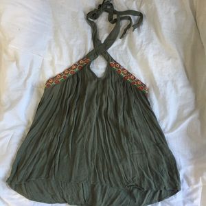 Francescas army green key hole halter top